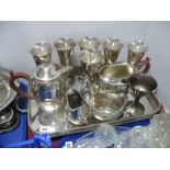 A Plated Tray, goblets, four piece tea service.