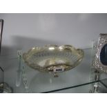 A Decorative Hallmarked Silver Dish, of geometric pierced design, with gadrooned edge, raised on