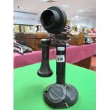 A Circa 1920's Candlestick Telephone, impressed 'P2391' under base and 'F' to cradle support of