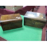 Two XIX Century Walnut Dome Topped Boxes.