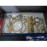 Vintage and Other Costume Bracelets, pendants on chains, necklaces, etc:- One Tray