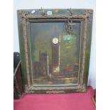 A Late XIX Century Clock Picture of Big Ben, with mother of pearl decoration, in a frame with