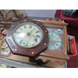 A XIX Century White Dial Wall Clock; together with a Dutch oak cased wall clock, with a painted