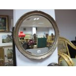 A Circular Bevelled Wall Mirror, in silvered frame, together with a rectangular example in