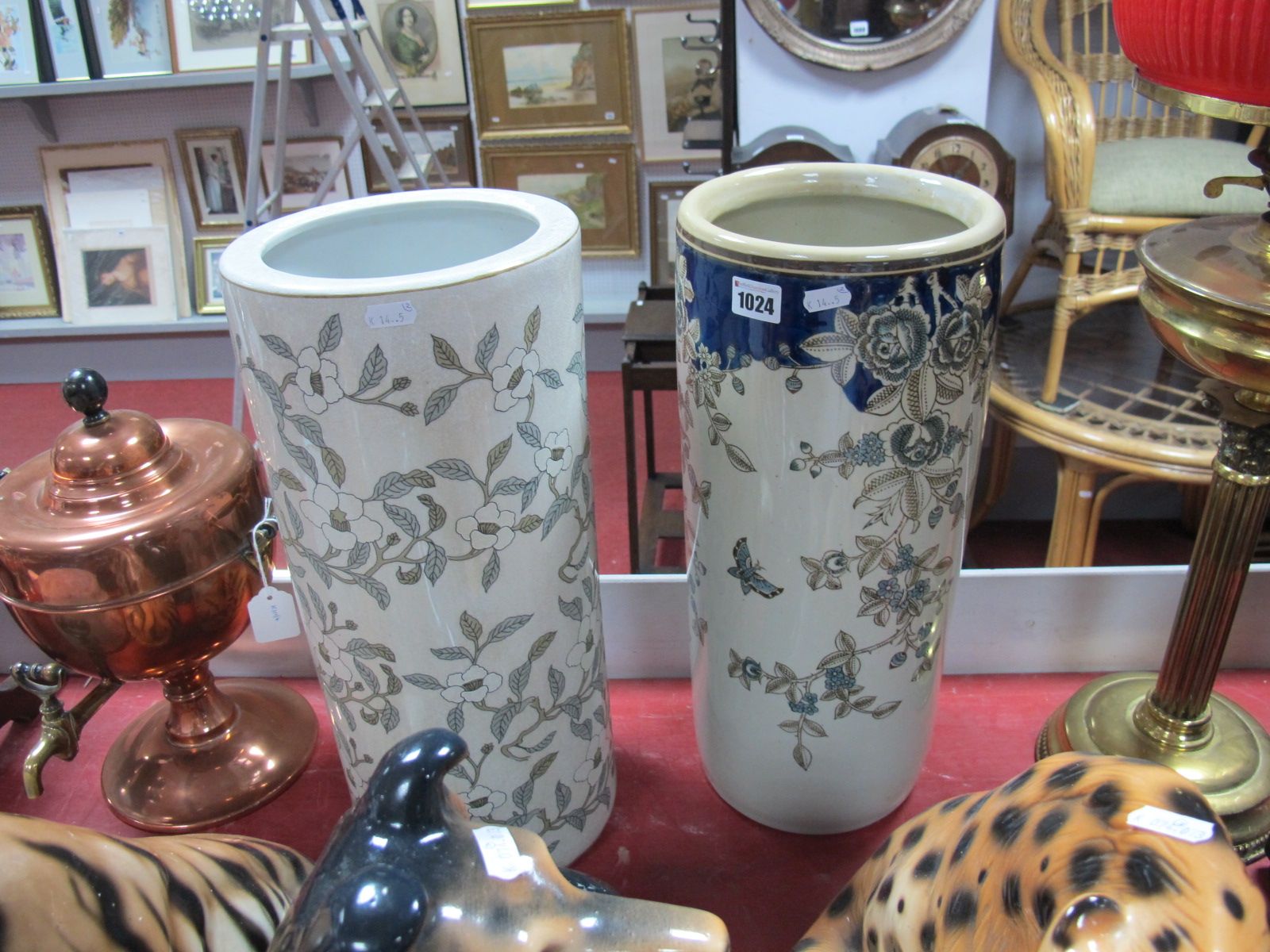 Two Porcelain Stick Stands, with floral decoration.