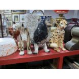 A Pottery Leopard, tiger and collie dog. (3)