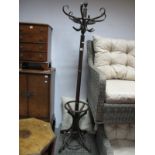 A Bentwood Hat and Coat Stand, with Radomsko label, approximately,182cm high.