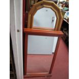 A Pair of Rectangular Wall Mirrors, in teak effect frames, another in pine. (3)