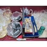 A Gladwin Entree Dish, cutlery, Harrison teapot, etc:- One Tray