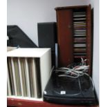 A Quantity of CD's, in cabinet, Aiwa record player and many records.