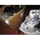 An Aluminium Fish Kettle, stainless steel pans, Phillips kettle, Kenwood mixer, other kitchen