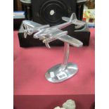 An Art Deco Style Chrome Aeroplane, on stand.