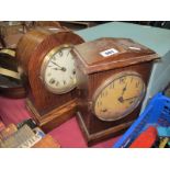 A XX Century Waterbury U.S.A Oak Cased Domed Top Mantel Clock, with circular dial, Roman numerals;