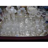 A Quantity of Cut Glass Drinking Glasses, including Webb Corbett and jug:- One Tray