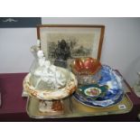 Lladro, Royal Doulton 'God Bless You', piano babies and other figure group, blue and white plates,