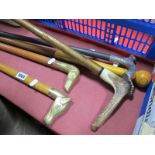 A Horn Handled Walking Stick, other walking sticks, etc. (5)