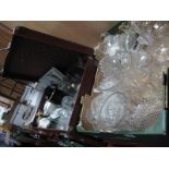 Glassware, Worcester 'Evesham', companion set, etc, suitcase and box.