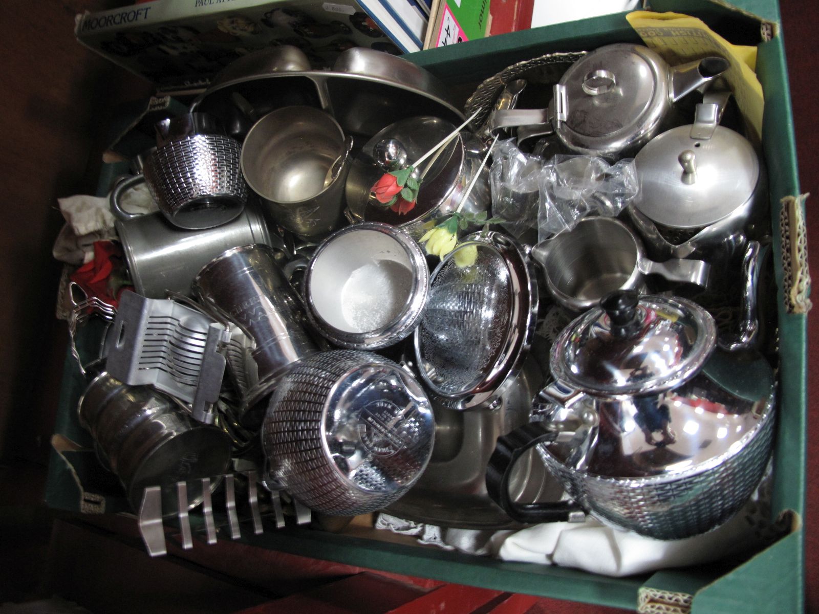 A Quantity of Chrome, stainless steel, brassware, etc:- One Box