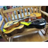 Four Acoustic Guitars, KC 265, Kay (damaged), Herald and Play & Learn.