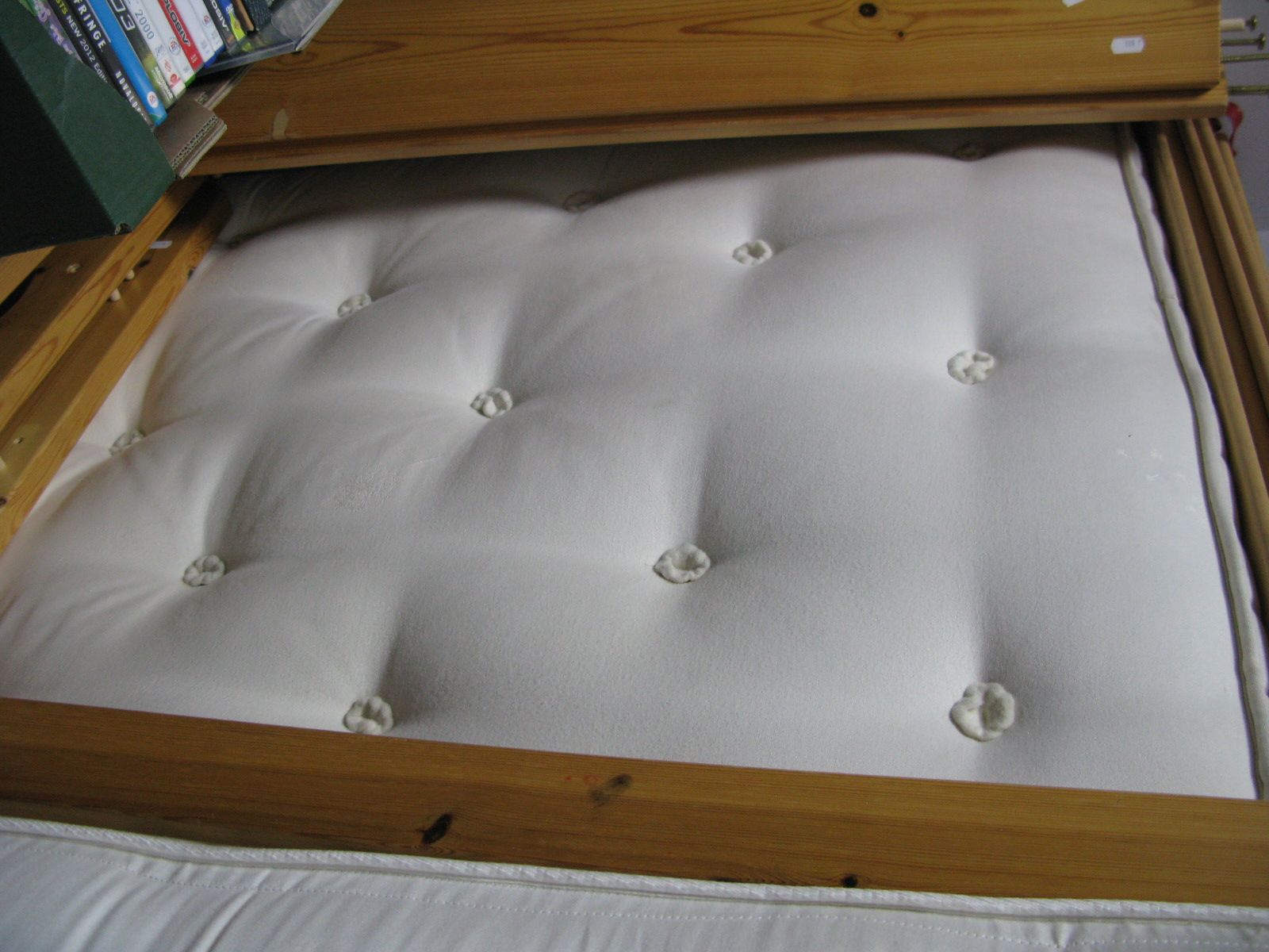 A Pair of Modern Pine Single Bed Frames, with latts, and a Natural Collection Egyptian cotton single