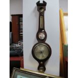 A XIX Century Mahogany Cased Banjo Barometer, with dry/damp dial, thermometer, butlers mirror and