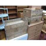 Three Wooden Advertising Crates forSwift & Morrell Lard; a larger unnamed crate. (4)