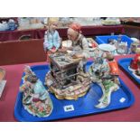 Capo Di Monte by Rori, See-Saw Couple, German flower sellers:- One Tray