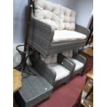 A Modern Four Piece Woven Cane Conservatory/Patio Suite, comprising sofa, pair of armchairs and