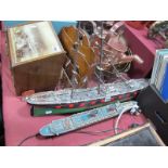 A Wooden Model of a Clipper Ship, a plastic model of 'United States'