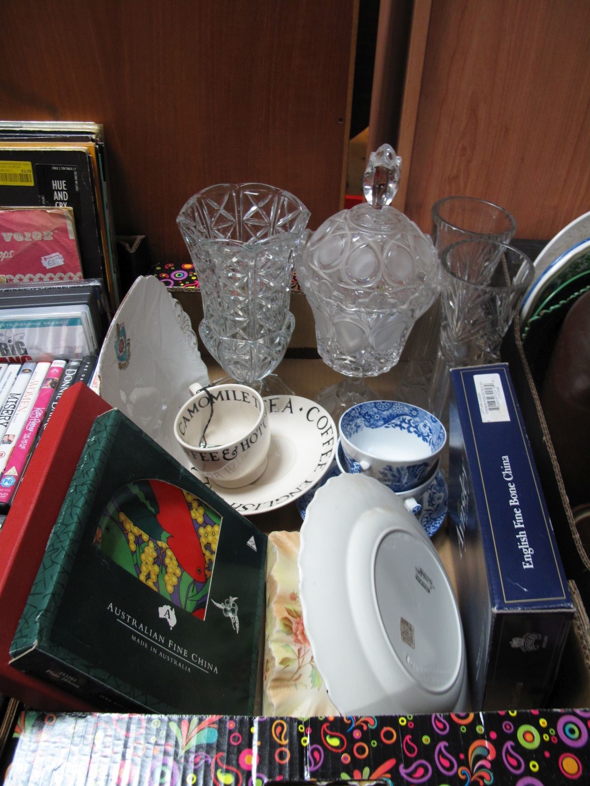 Aynsley, Spode and other glassware, cheese dish, etc:- One Box