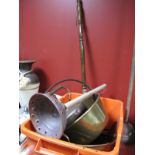 A XIX Century Copper Kettle, brass jam pan, copper bowls, warming pan, etc.