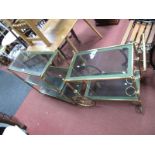 A Brass Framed Three Tier Side Table, with glass shelves, a similar tea trolley. (2)