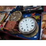 A Smiths of Cricklewood Brass Cased Wall Clock, (glass cracked), a Baume & Co. Gibson clock,