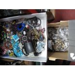 Assorted Costume Jewellery, including beads, bracelets, cufflinks, etc and a quantity of loose