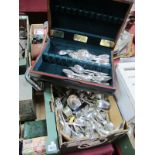 Mixed Plated Cutlery, etc:- One Box