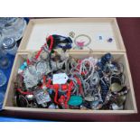 A Mixed Lot of Assorted Costume Jewellery, including beads, bangles, chains, etc:- One Box