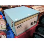 A Mid XX Century Dansette Table Top Record Player, in a pale blue case.