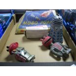 A Mobo Pressed Steel Puppy, boxed. A Britains Cannon, Tomy Dalek among other items. All playworn.