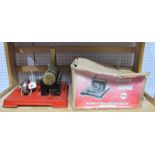 A Mamod SE3 Twin Cylinder Live Steam Engine, with burner and instructions, boxed. Playworn.