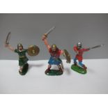 Three Krolyn (Denmark) Light Alloy Viking Figures, good to fair.