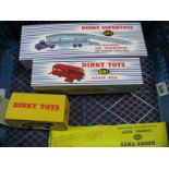 Four Dinky Diecast Vehicles, #982 Pullmore Car Transporter, #981 Horse Box, #252 Refuse Wagon, #
