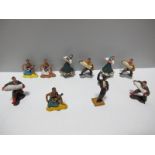 Ten Herald Circa 1950's Plastic Ethnic Dancers and Musicians, good to playworn.