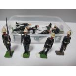 Twelve Mid XX Century Britains Lead Royal Marines, (various poses) including bugler and Standard