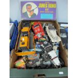 A Large Quantity of Diecast Vehicles by Matchbox and Others, a James Bond Board Game, three Burago