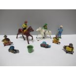 A Small Quantity of Mid XX Century Lead Cowboys by Timpo, Hill, including two cowgirls on horses,