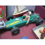 An Original 1970's Action Man Grand Prix Car, green finish with yellow stripe, missing windscreen,