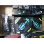 Eleven Cased 1:24th Scale Onyx (Portugal) Diecast Model Formula One and Indy Cars, including #5018