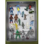 Twenty-One Plastic Space Figures of Differing Manufacture, including Tootsietoy Major Mars figure,