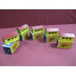 Five Original Matchbox Series Accessory Pack No. 3 Garage, yellow, green, red, opening doors,