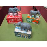Three Britains Plastic Elephants, #1311 Indian Elephant, #1310 African Elephant, #1309 African